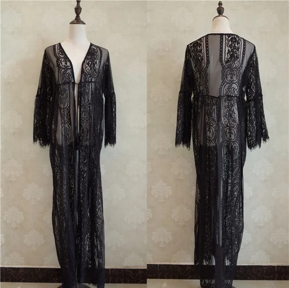 New Flare Sleeves Maxi Lace Cover Up - Picture 5 of 5